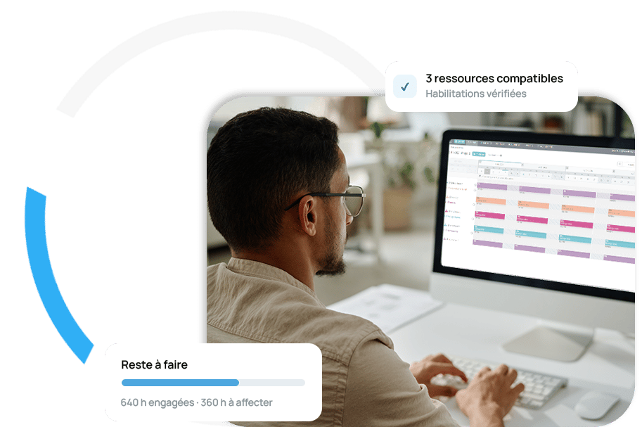 Planification des ressources avec contrôle des habilitations, ressources compatibles et reste à affecter Planification des ressources avec contrôle des habilitations, ressources compatibles et reste à affecter